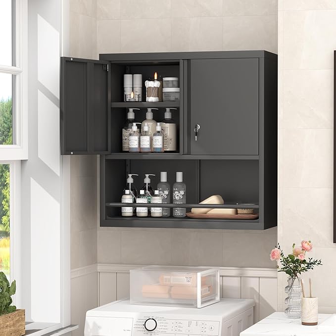GREATMEET Garage Wall Cabinet, Metal Garage Storage Cabinets, Locking Utility - Image 6