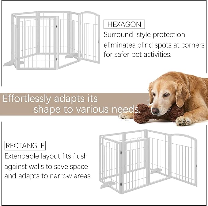 Vantas Folding Pet Gate 144" Wide, Freestanding Wire Pet Gate, Pet Puppy Safety - Image 5