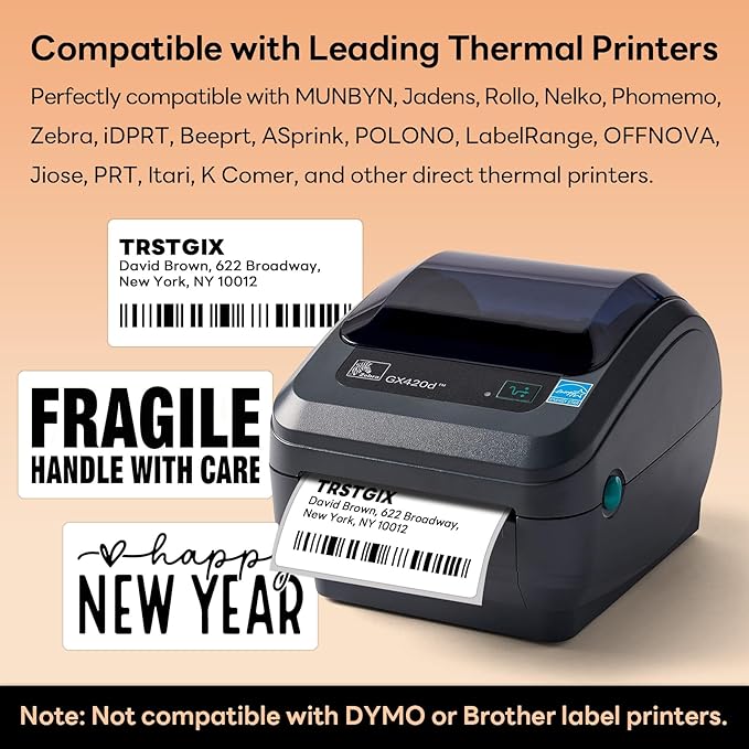 4" x 2" Direct Thermal Labels, Strong Adhesive Barcode & Return Address - Image 3