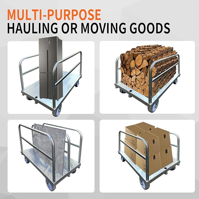 Heavy Duty Lumber Drywall Dolly, Steel Panel Truck Cart Platform Truck - Image 5