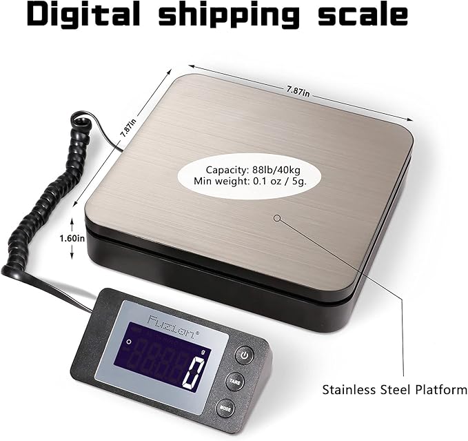 Fuzion Digital Shipping Scale 88lb × 0.1oz, Durable Stainless Steel Postal Scale - Image 3