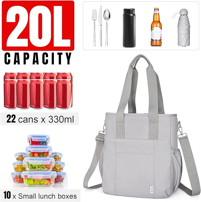 NOL Insulated Lunch Bag for Women, Large Spacious Lunch Tote Bag - Image 3