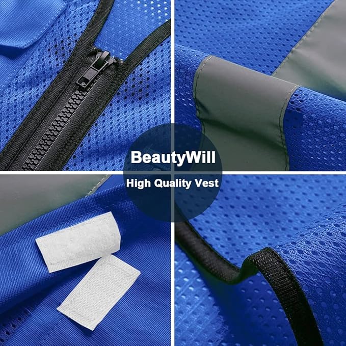 BeautyWill Custom Logo Safety Vest Class2 High Visibility Reflective Vest - Image 4