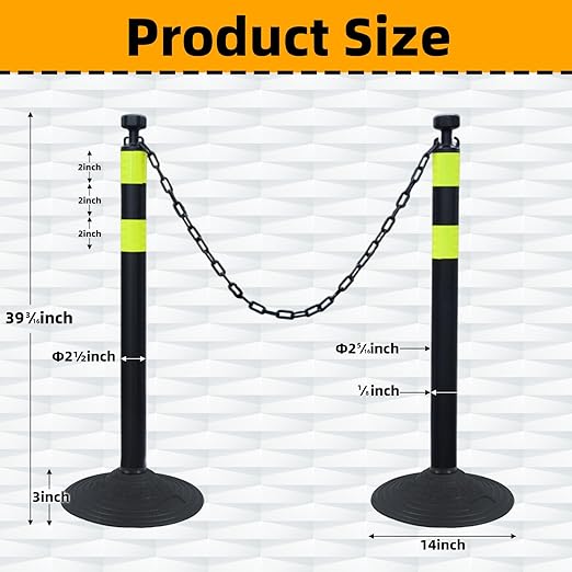6 Pack 39 Inch Black Traffic Delineator Posts - Image 2