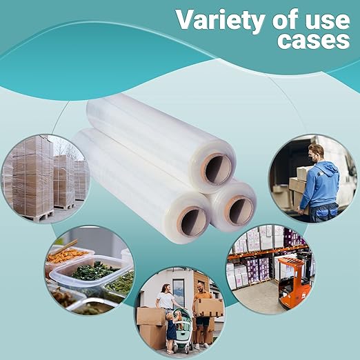 APQ 4 Rolls of Blown Hand Stretch Film 12" x 1500'. Clear Hand Stretch Wrap - Image 3