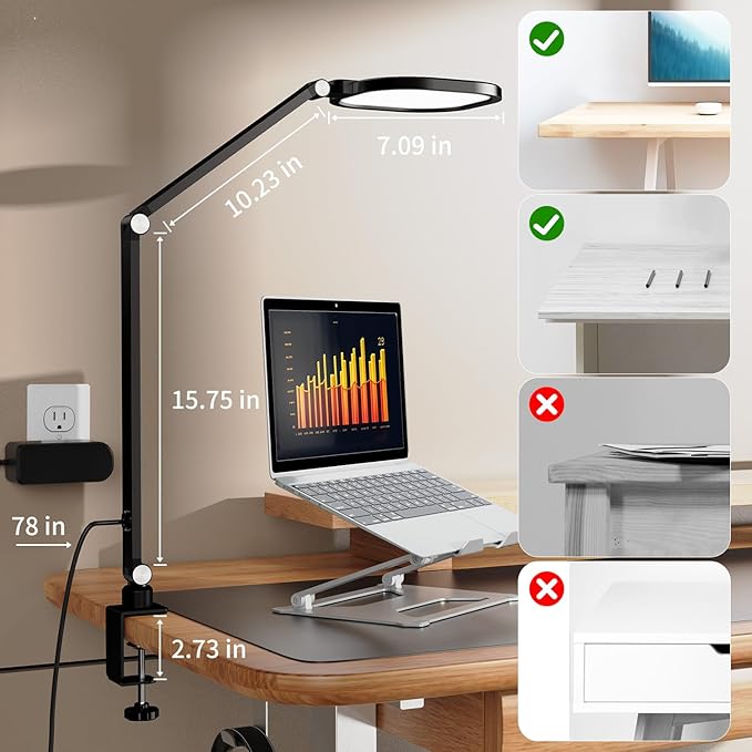 2 Packs Led Desk Lamps for Home Office, 1200LM Dimmable Clamp-on Desktop Light - Image 7