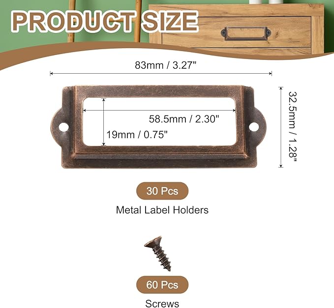PATIKIL 83x32.5mm Metal Label Holders - Image 2