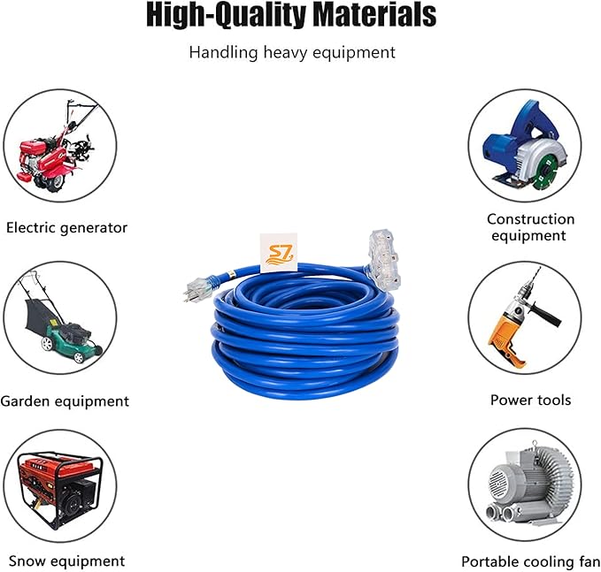 50ft 10-Gauge Heavy Duty 3-Outlet Indoor/Outdoor Extension Cord, Grounded - Image 2