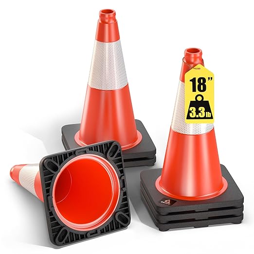 GECCO ™ 18 Inch 3.3 Lb Small Orange Traffic Cones Set | Safety Cones, Parking by GECCO
