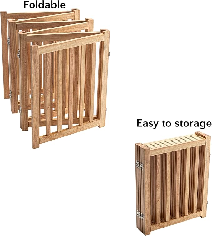 LZRS 6-Panel Extra-Wide Freestanding Wooden Dog Gate Indoor – 24”High Foldable - Image 4