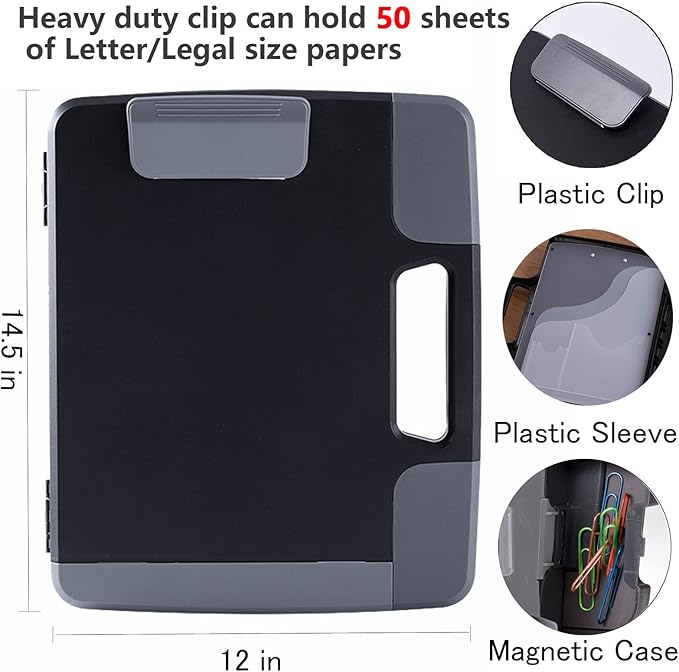 Plastic Storage Clipboard with Handle – Heavy Duty Clipboard, Portable - Image 2
