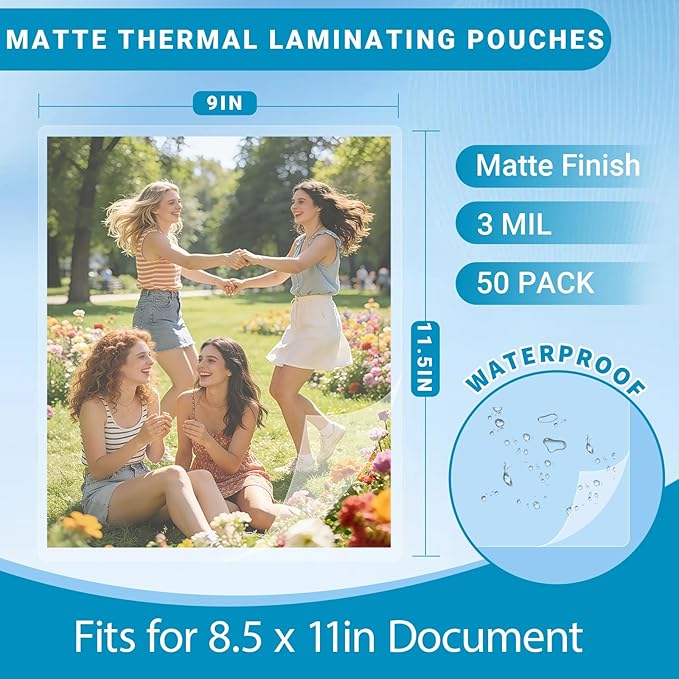 Binditek Matte Laminating Sheets, 3 Mil 50 Pack, 9 x 11.5 Inches Matte Thermal - Image 2