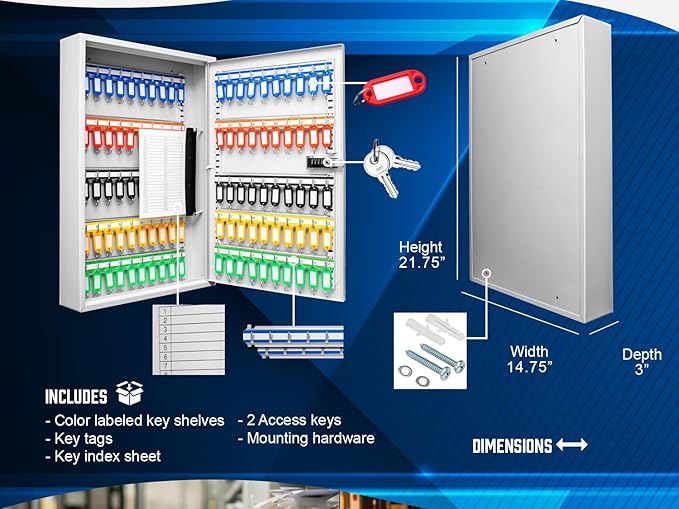 Barska 100 Position Combination Key Lock Box – Wall Mount Steel Key Cabinet - Image 3