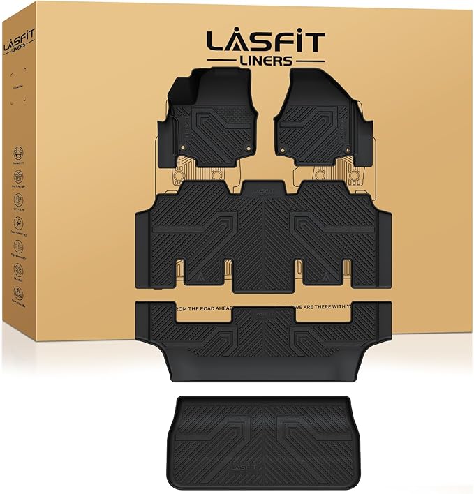 LASFIT Floor Mats for Chrysler Pacifica 2017-2025, All-Weather TPE Floor Liners by LASFIT