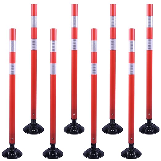 OrangeStar 8 Pack Delineator Post 48" Red Traffic Delineator Cones by OrangeStar