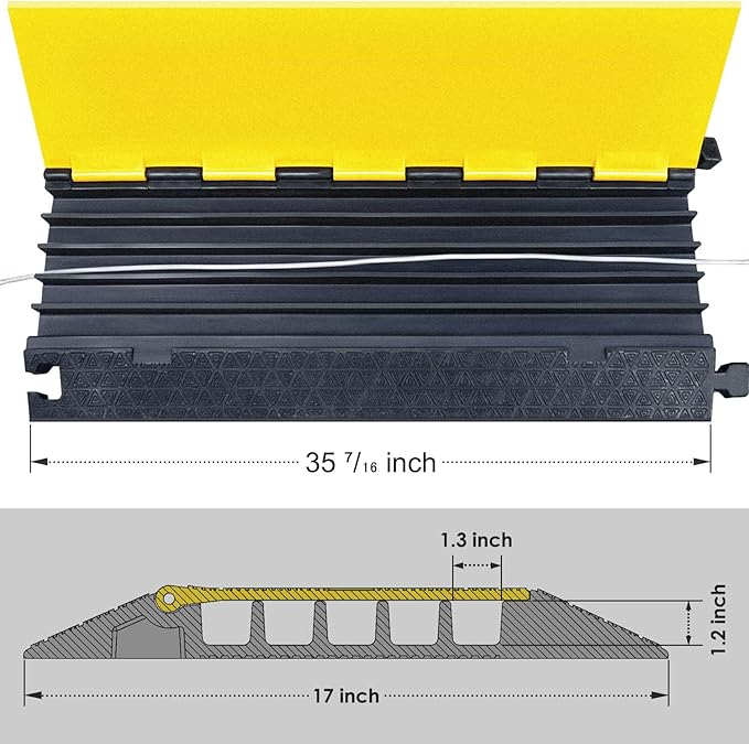 Rubber Cable Protector Ramp, Heavy Floor Cable Wire Cord Cover Speed Bumps - Image 4