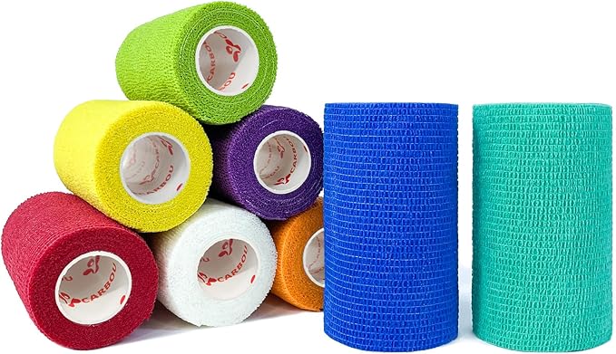 Assorted Color- Self Adhesive Bandages Wrap, Athletic Elastic Cohesive Bandage by CARBOU