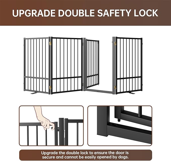 4 Panels Full Metal Freestanding Dog Gates - Image 6
