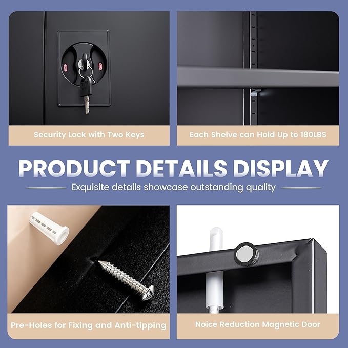 Metal Storage Cabinet, Wide & Deep Storage Cabinet - Image 6