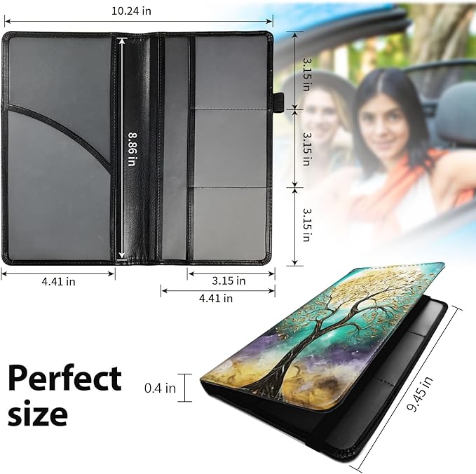 Car Registration and Insurance Holder, Leather Car Glove Box Organizer - Image 5