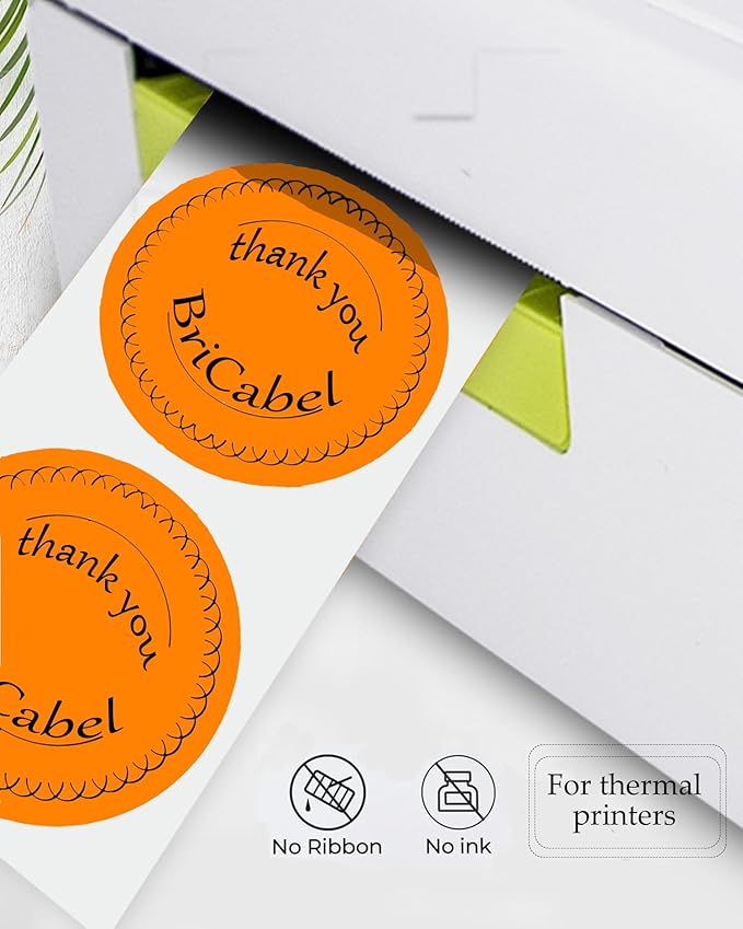 2 inch Orange Round Thermal Labels, 600 Labels/Roll Self-Adhesive Circle - Image 3