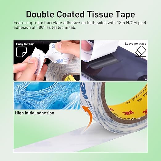 Double Sided Tape 9448A 3/4" x 33Ft Pack of 3 Made of 3M Super Sticky Adhesive - Image 4
