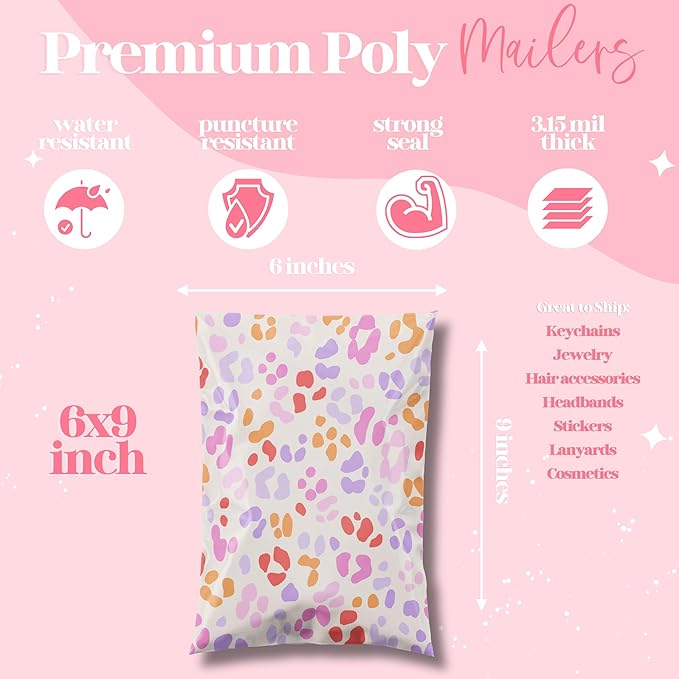 6x9 Designer Poly Mailer 100 Pack Heavy Duty Waterproof Self Seal Shipping Bags - Image 4