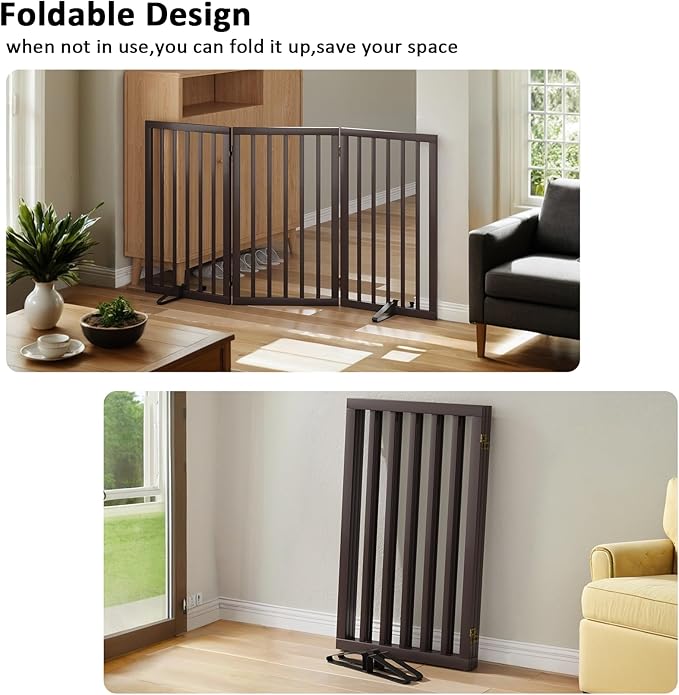 Dog Gate for Doorways 32" Tall Freestanding Dog Gate for Stair Foldable Pet - Image 3