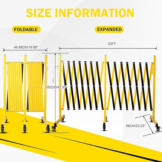 23FT Traffic Barricade with Casters, Metal Expandable Barricade, Folding - Image 5