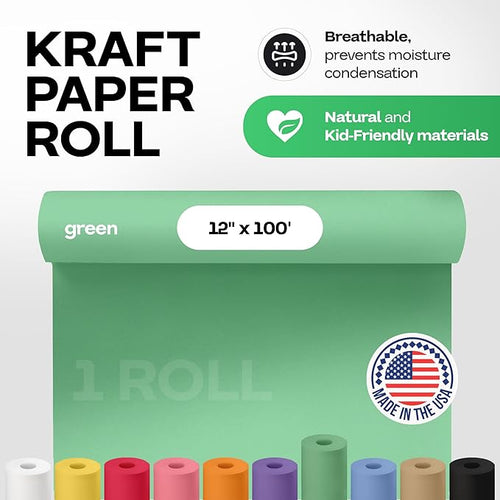 12" x 1200" Christmas Green Kraft Paper Roll - Image 2