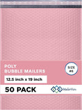 Light Pink 12.5x19.5 Inch Large Poly Bubble Mailers #6 | Padded Envelopes by MAILERVIEW