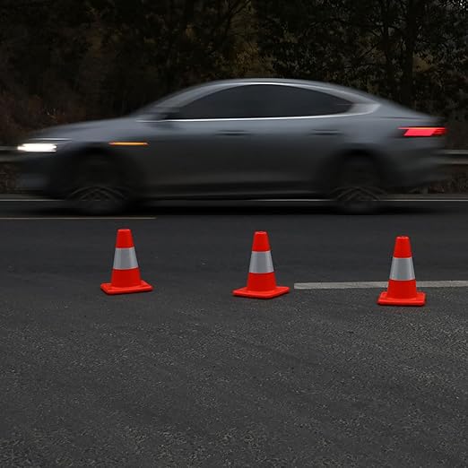 8 Pack All-PVC 1-Piece Traffic Cones, 360° Visible Fluorescent Orange-Red - Image 8