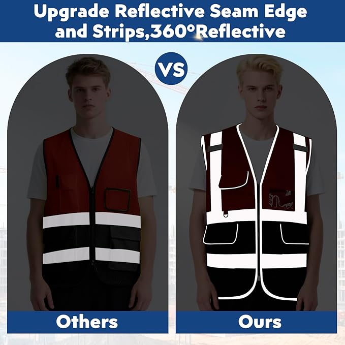 BeautyWill 10/20 Pack Custom Logo Safety Vest, Bulk High Visibility Class 2 - Image 2