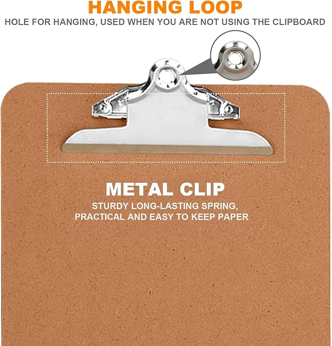 HERKKA 10 Pack Hardboard Office Clipboards - Image 3