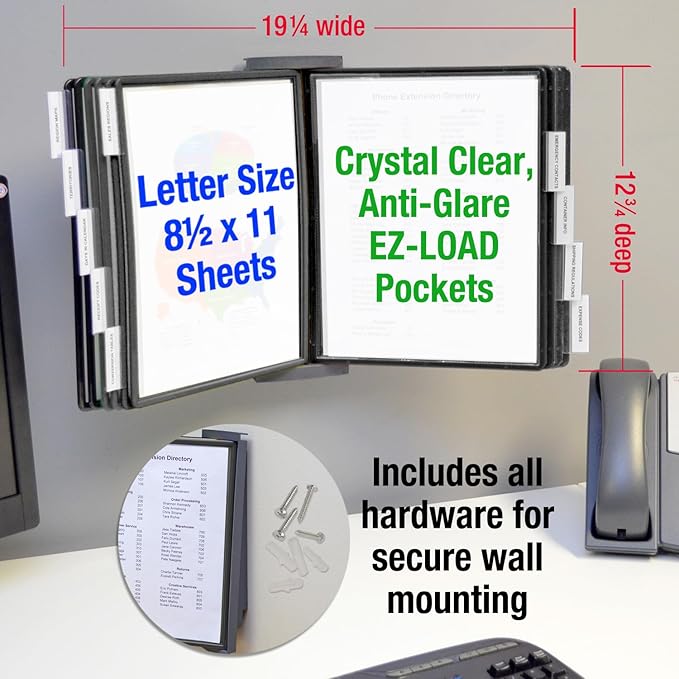 Ultimate Office AdjustaView 10-Pocket Wall Reference Organizer - Image 6