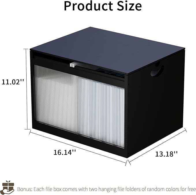 Bamboo Hanging File Boxes with Lids 2 Pack, File Organizer Box - Image 2