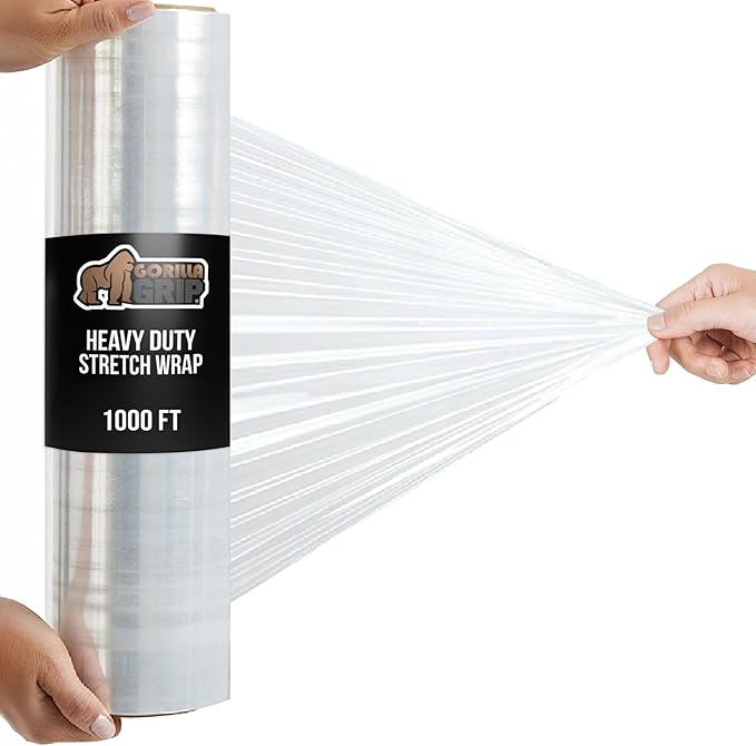 GORILLA GRIP 500% Stretch Film Heavy Duty Plastic, 1000ft Shrink Wrap Roll 24" by GorillaGrip