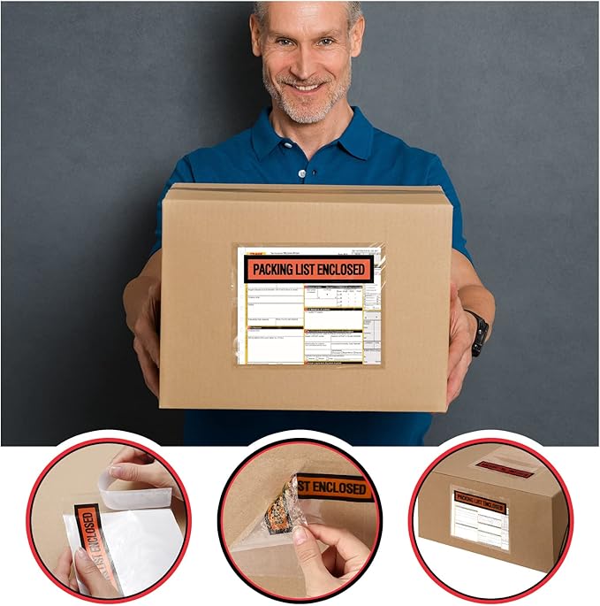 1000 Pcs Packing Slip Envelope Pouches Clear Self Adhesive Shipping Label - Image 3