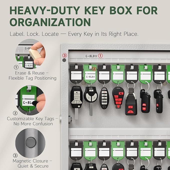 WeHere 48 Key Lock Box Wall Mount, APP Bluetooth/OTP/Wi-Fi Remote/Fixed - Image 3