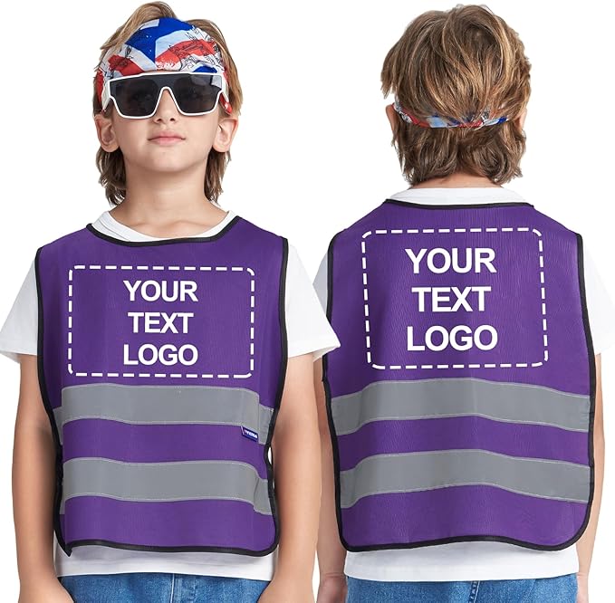 A-SAFETY Kids High Vis Reflective construction Safety vest customized LOGO by A-SAFETY