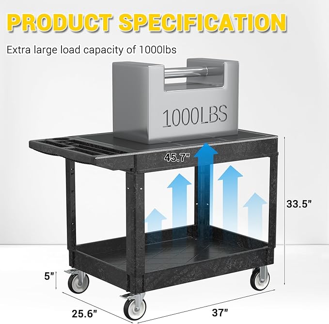 Heavy Duty Plastic Utility Cart - Image 4