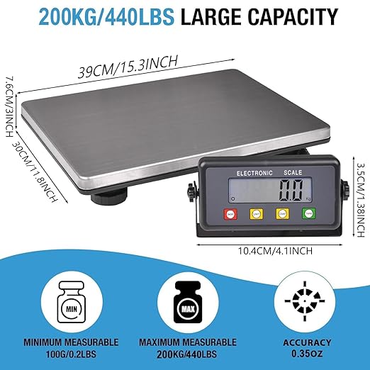 SurmountWay Large Shipping Scale, 440lb/0.35oz Digital Postal Scale - Image 2