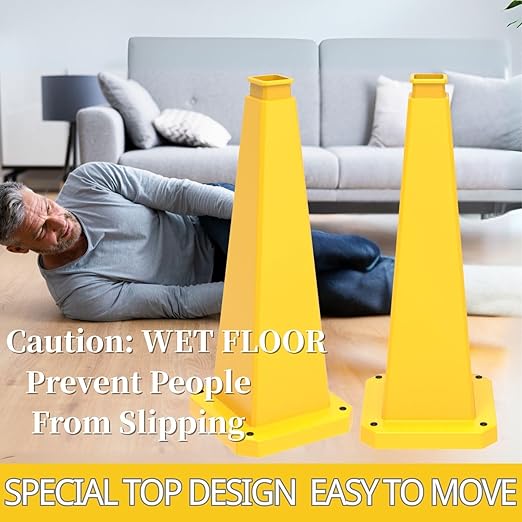 BESEA 3 Pack 28" Bright Yellow Traffic Safety Cones - Image 3