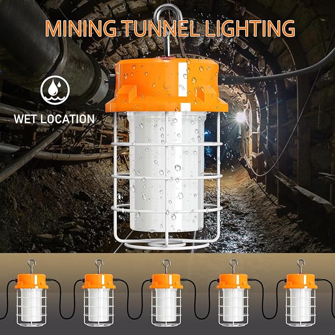 80W LED Temporary Work Light 12000lm 5000K Daylight White Portable Hanging - Image 3