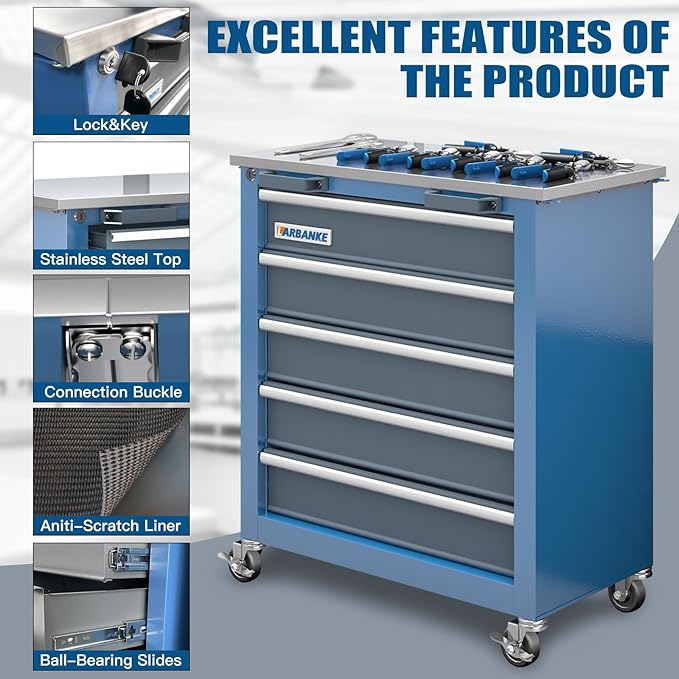 LARBANKE 5-Drawer&8-Drawer Tool Chest combination, - Image 4