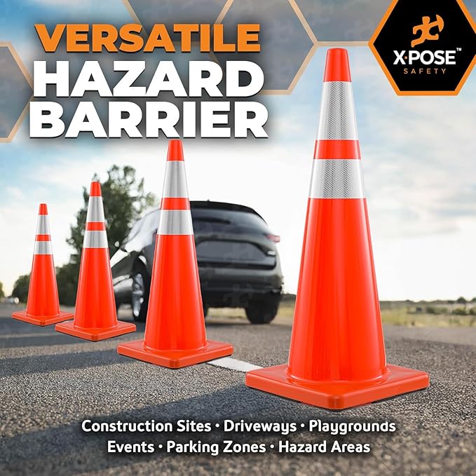 Xpose Safety 36 Inch Orange Traffic Cones Heavy Duty 12lb - Image 6