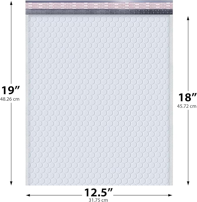 White 12.5x19.5 Inch Large Poly Bubble Mailers #6 | Padded Envelopes - Image 2