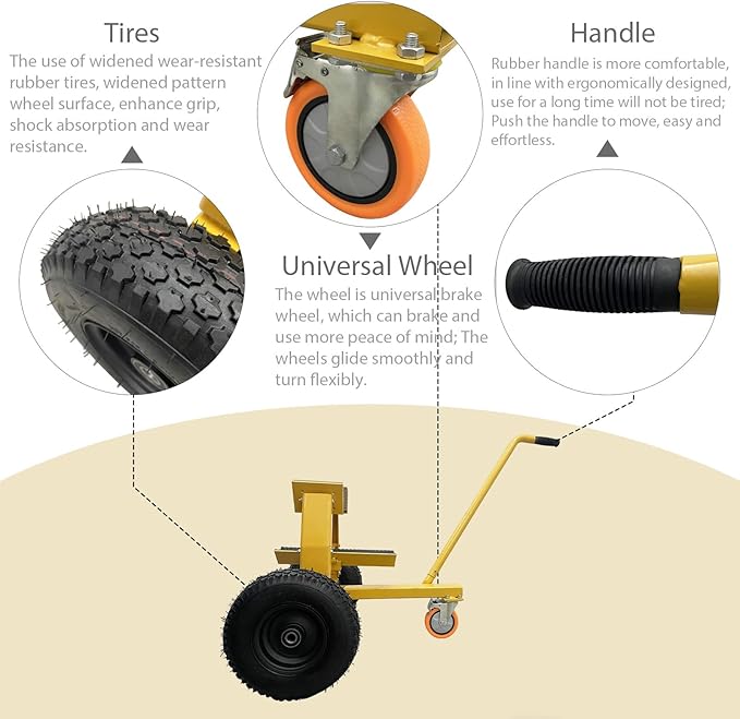 880LB Marble Slab Handling Truck, Heavy-Duty Stone Plate Mover - Image 3