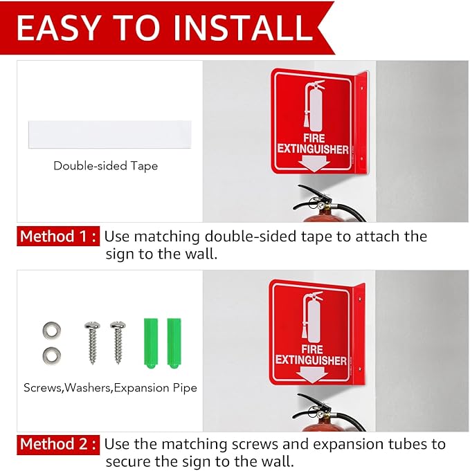 GicnKeuz Fire Extinguisher Sign, Two-Sided Acrylic L-Signs, Including Screws - Image 4