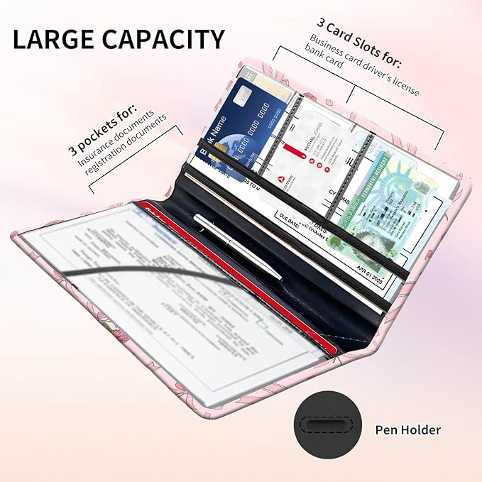 Premium Car Registration and Insurance Card Holder, Cute PU Leather Car - Image 4